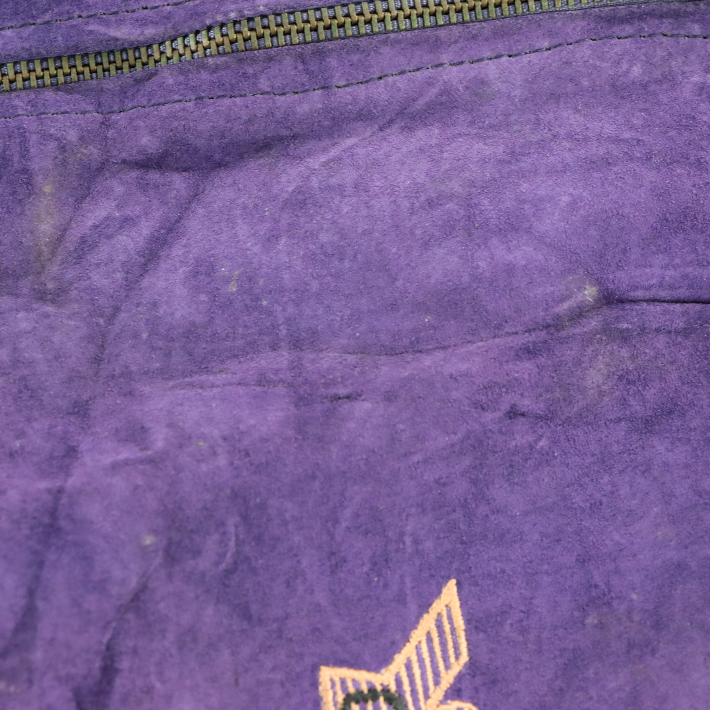 GIORGIO ARMANI Embroidered Logo Suede Purple Bomber Jacket (M-L)