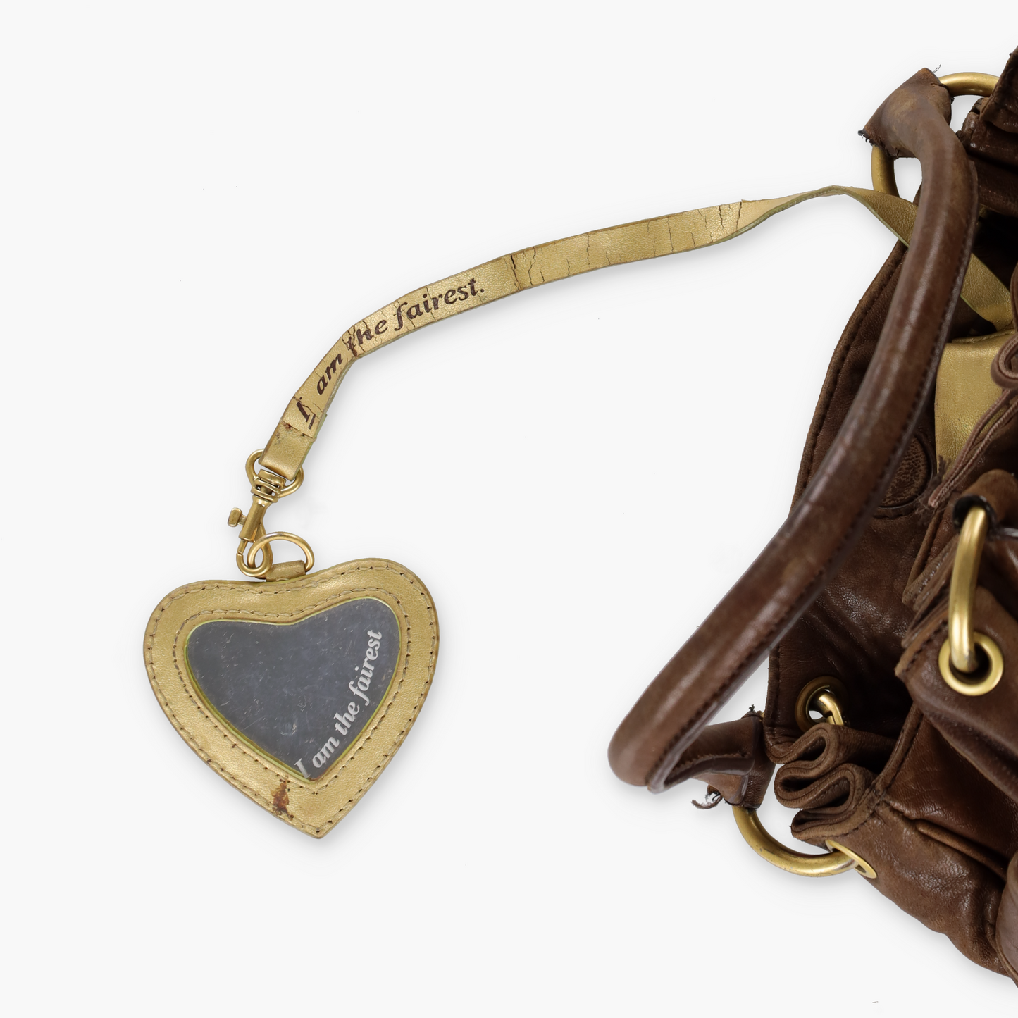 JUICY COUTURE Brown Leather Engagement Ring Y2K Hobo Bag