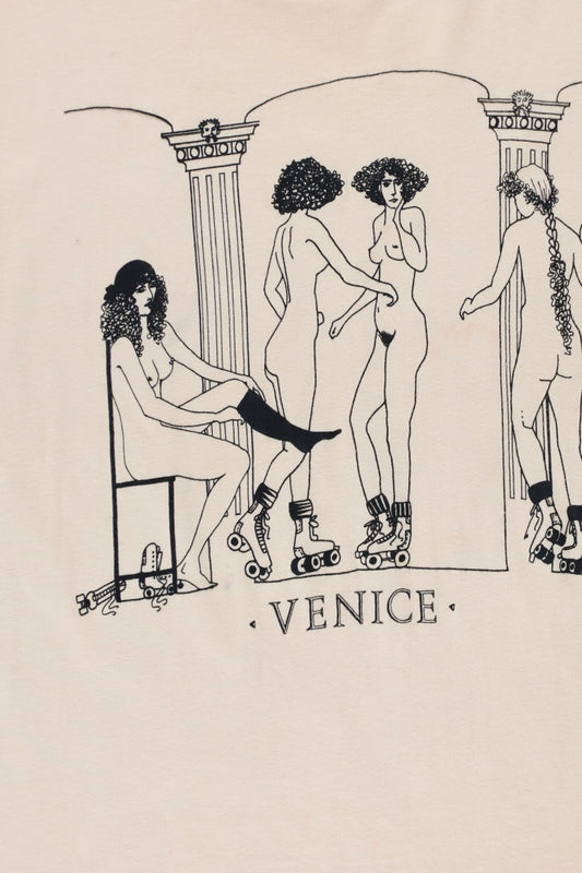 Vintage VENICE Nude Rollerskater Ladies Single Stitch USA Made Salmon T-Shirt *Aubs Vintage Sole Melbourne