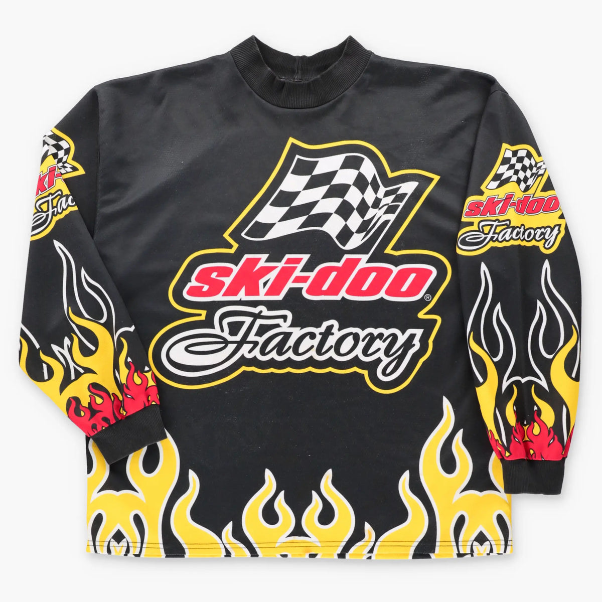 Vintage SKI-DOO SNO GEAR Flames & Racing Flag Canadian Made Jersey (XXL) ***COCO Vintage Sole Melbourne