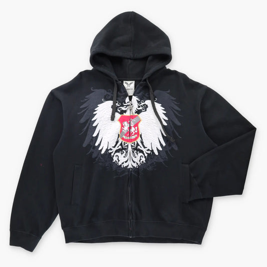 Vintage AVIREX Sky Kings Crest Patch Zip Up Y2K Black Hoodie Sweatshirt (XL) ***COCO Vintage Sole Melbourne