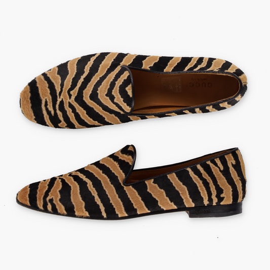 GUCCI Zebra Print Pony Hair Italy Made Loafers (38)
