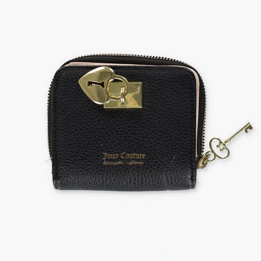 JUICY COUTURE Gold Charm Lock Key Black Wallet