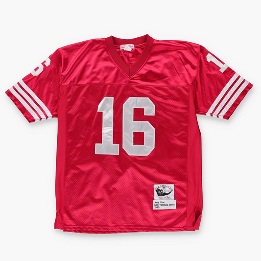 Vintage SAN FRANSISCO 49ers 1989 Throwback NFL Korea Made Red & White Jersey (XL)