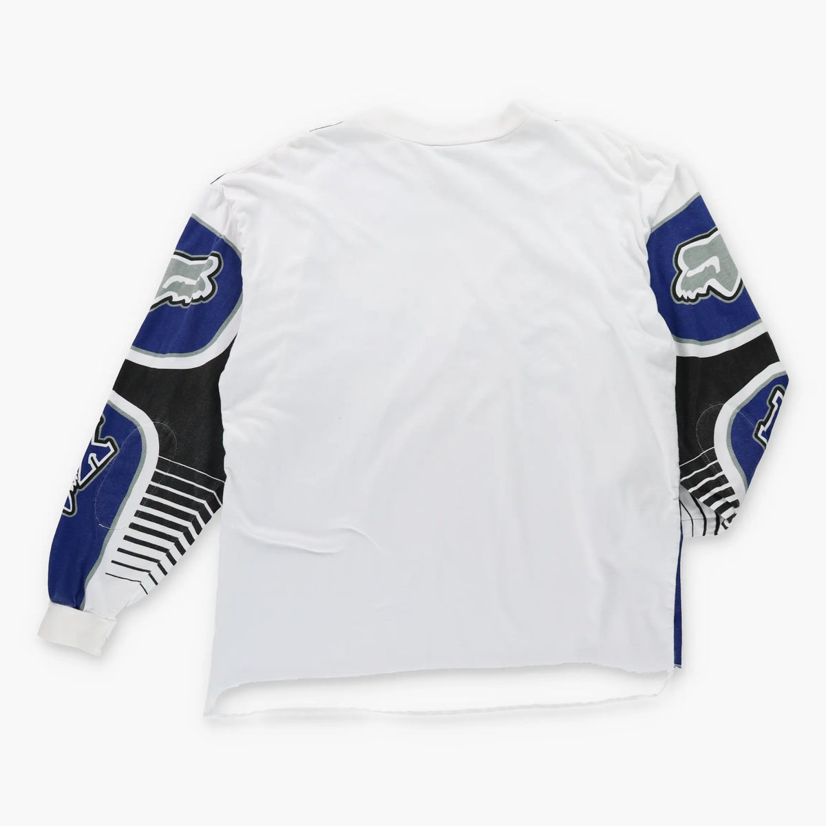 Vintage FOX RACING 90's Motocross Long Sleeve All Over Print Navy & White T-Shirt (L)