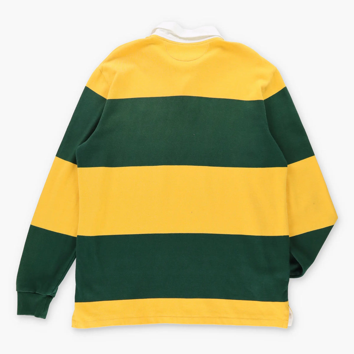 Vintage POLO RALPH LAUREN Embroidered Rugby Single Stitch Yellow & Green Stripe Long Sleeve Jersey (L)