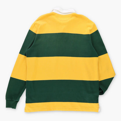 Vintage POLO RALPH LAUREN Embroidered Rugby Single Stitch Yellow & Green Stripe Long Sleeve Jersey (L)