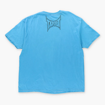 Vintage TAPOUT Y2K 'Simply Believe' Skeleton Grunge Blue T-Shirt (XXL)