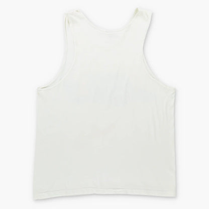 Vintage NIKE Spell Out 80's Single Stitch USA Made White & Blue Singlet (Men's M)