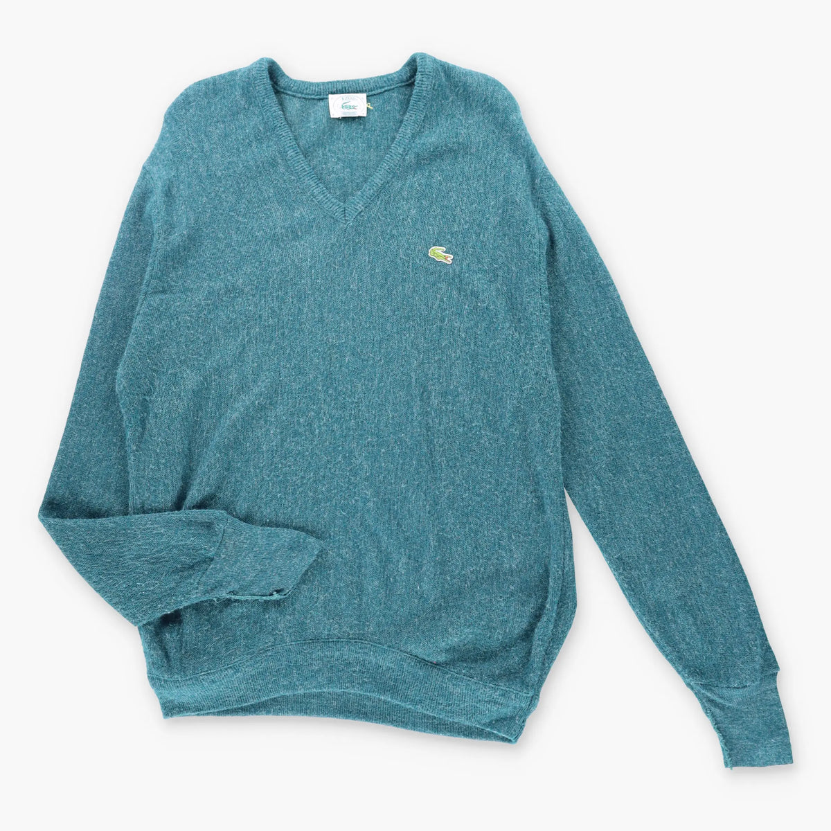 Vintage LACOSTE 80's Embroidered Croc USA Made Green Knit Sweater (XL)