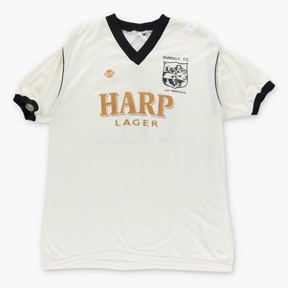 Vintage DUNDALK FC 90's Irish #12 HARP Soccer Black & White Jersey (L)