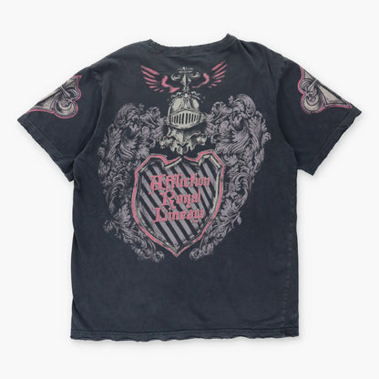 Vintage AFFLICTION Y2K Grim Reaper Grunger USA Made Black & Red T-Shirt (XL)