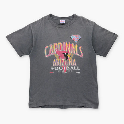 Vintage ARIZONA CARDINALS NFC Grey Striped USA Made Single Stitch Football T-Shirt (XL)