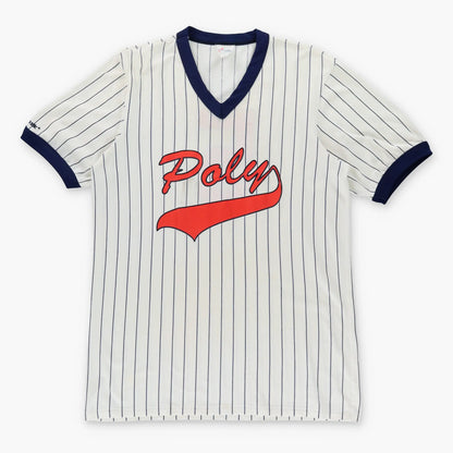 Vintage MAJESTIC Baseball USA Made 50/50 V-Neck #5 Navy & White Jersey T-Shirt (L)