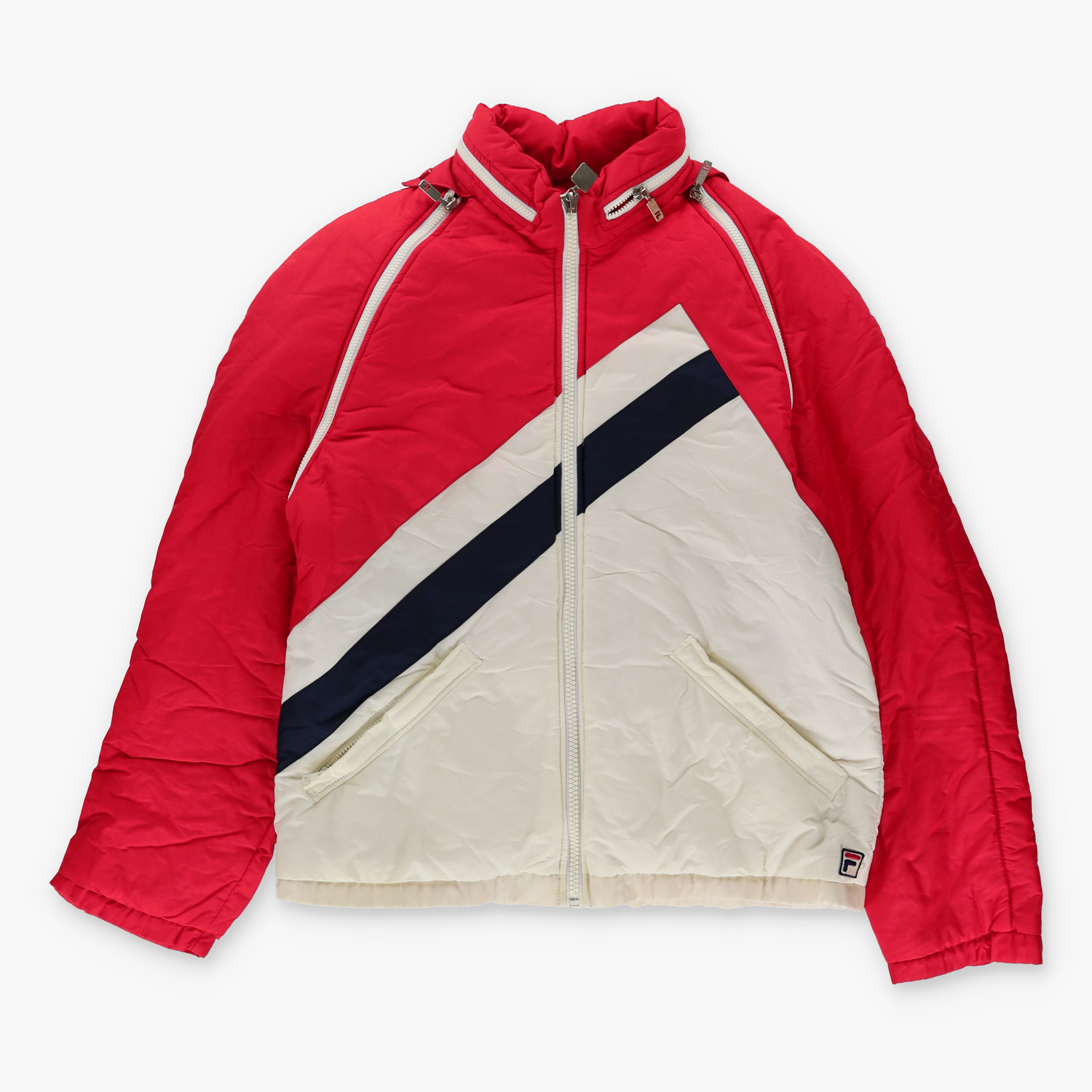 FILA Retro Embroidered Logo Italy Made Red & White Jacket (M-L) - Vintage Sole Melbourne