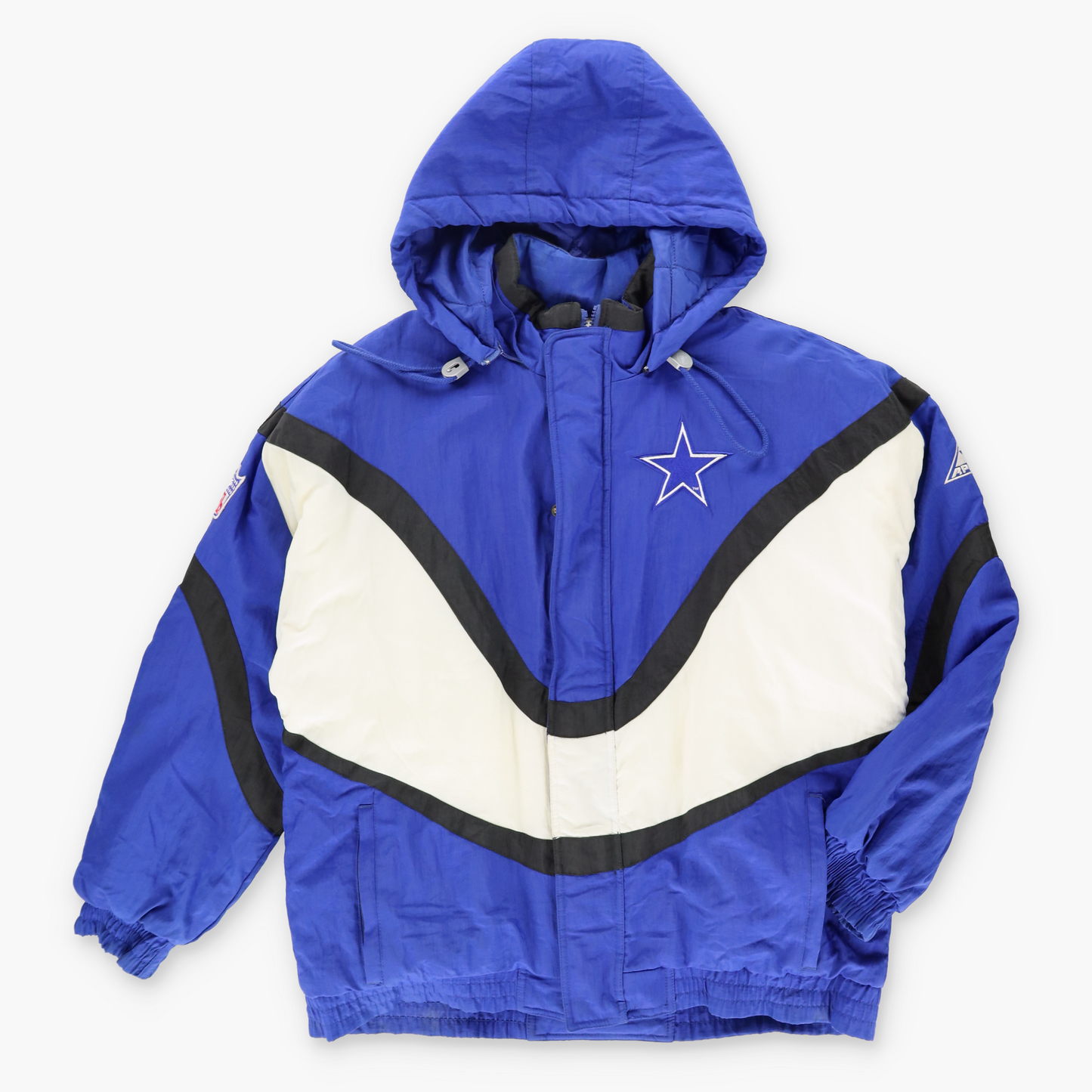 90s Dallas Cowboys Embroidered Star NFL Star Hooded Football Jacket (M-L)