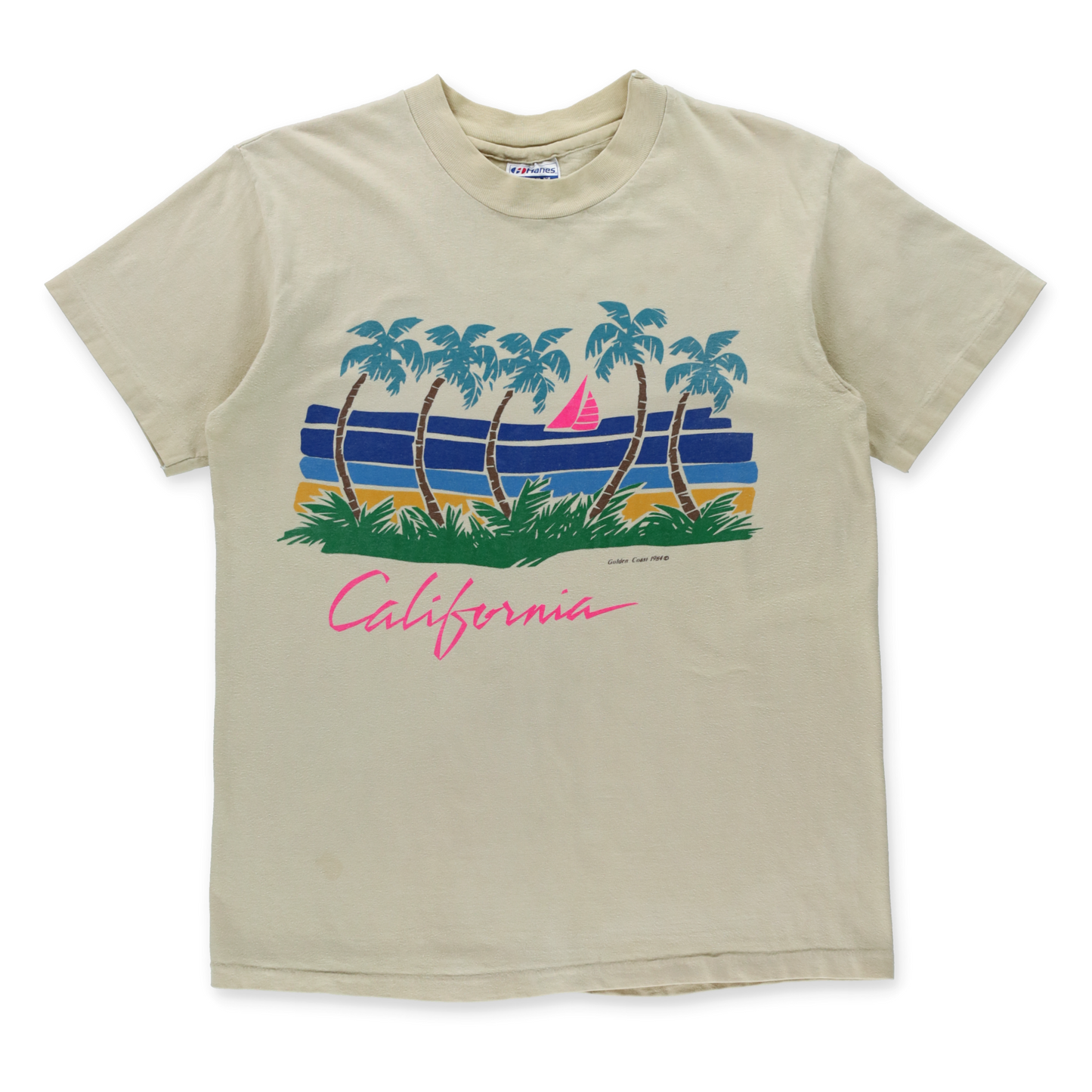 Vintage 1984 California Beach Graphic Single Stitch USA Made HANES Tee (S-M)