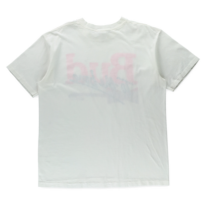 Vintage 1991 Neon "Bud To The Bone" Puff Print & Guitar White Single Stitch Tee USA Made (L-XL)