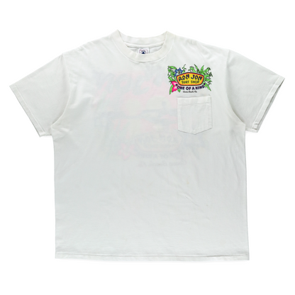 Ron Jon Surf Shop "One Of A Kind" Front Pocket Double Sided Neon Cocoa Beach White Tee USA Made (XL-XXL)