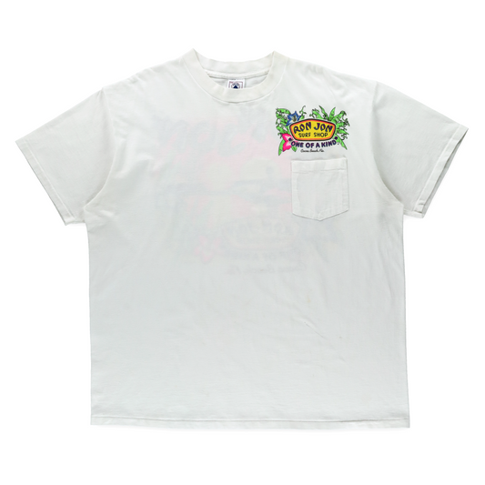 Ron Jon Surf Shop "One Of A Kind" Front Pocket Double Sided Neon Cocoa Beach White Tee USA Made (XL-XXL)