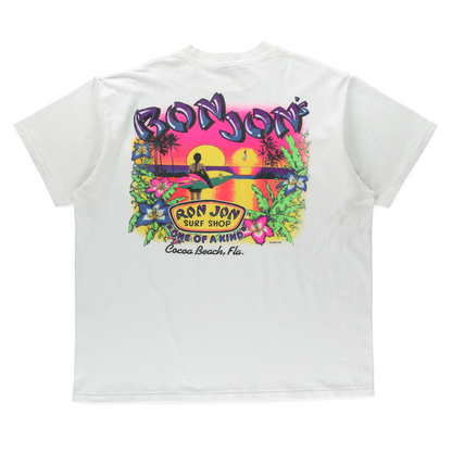 Ron Jon Surf Shop "One Of A Kind" Front Pocket Double Sided Neon Cocoa Beach White Tee USA Made (XL-XXL)