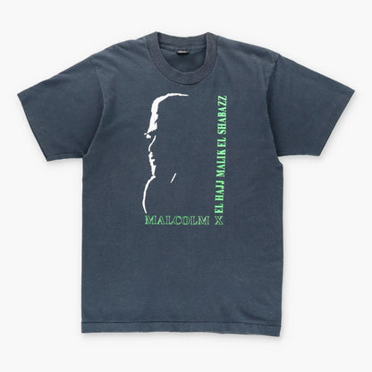 Malcolm X Silhouette 'El Hajj Malik El Shabazz' Fluro Green Print Tee (M-L) - Vintage Sole Melbourne