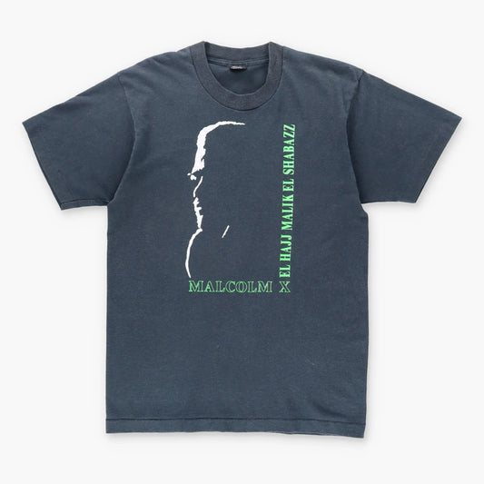 Malcolm X Silhouette 'El Hajj Malik El Shabazz' Fluro Green Print Tee (M-L) - Vintage Sole Melbourne