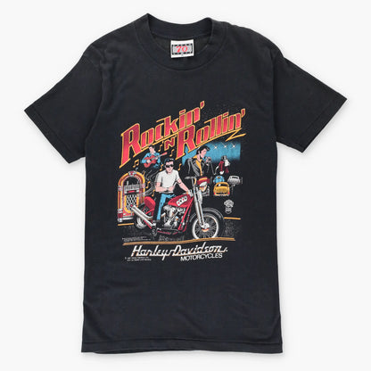 1987 HARLEY DAVIDSON Elvis Presley 'Rockin Rollin' Single Stitch T-Shirt (XS-S) - Vintage Sole Melbourne