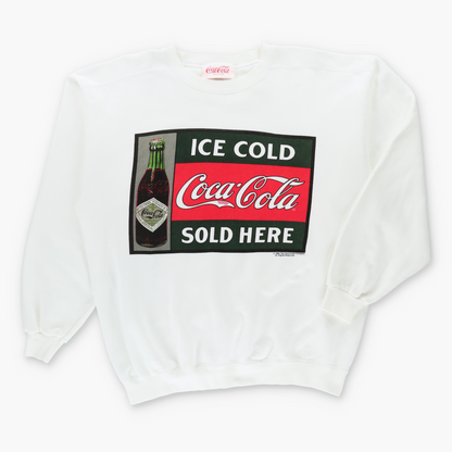 Vintage 1994 COCA-COLA "Ice Cold Sold Here" USA Made Retro White Sweatshirt (L) Vintage Sole Melbourne