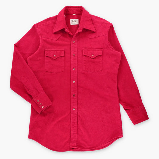 Vintage LEE Snap Button Up 'Extra Long Tails' USA Made Red Flannel Western Shirt (L TALL)