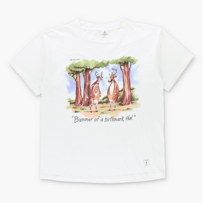 Vintage 1986 THE FAR SIDE Comic "Bummer Of A Birthmark Hal" White Single Stitch Tee USA Made (L) Vintage Sole Melbourne