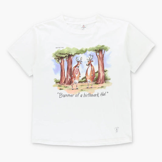 Vintage 1986 THE FAR SIDE Comic "Bummer Of A Birthmark Hal" White Single Stitch Tee USA Made (L)