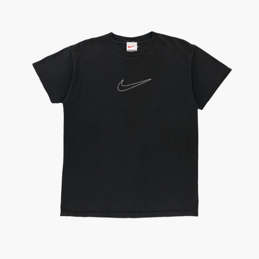 BOOTLEG Nike Embroidered Swoosh Outline Black & White Tee (M)