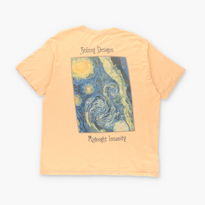 STUSSY Orange "Midnight Insanity" Van Gogh Starry Night Tee (L)