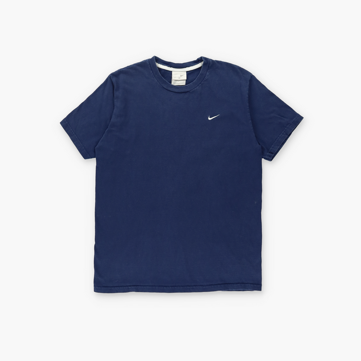 NIKE Navy & White Embroidered Swoosh Logo Tee USA Made (M)