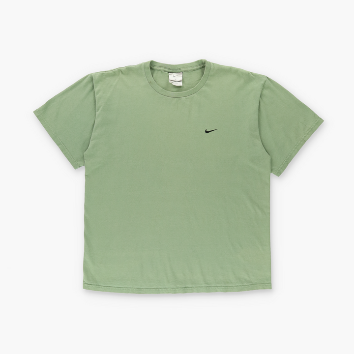 NIKE Sage Green & Black Embroidered Swoosh Logo Tee (M)