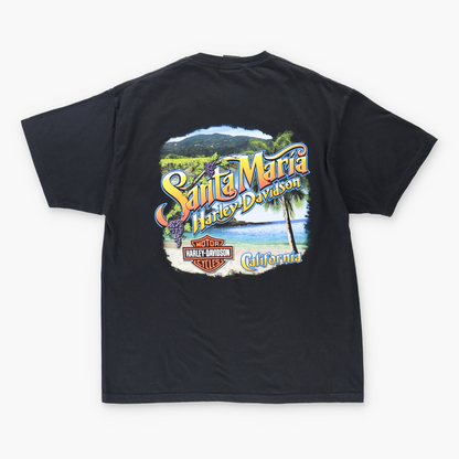 Vintage HARLEY DAVIDSON California Beach Destination Black USA Made Motorcycle T-Shirt (XL) Vintage Sole Melbourne