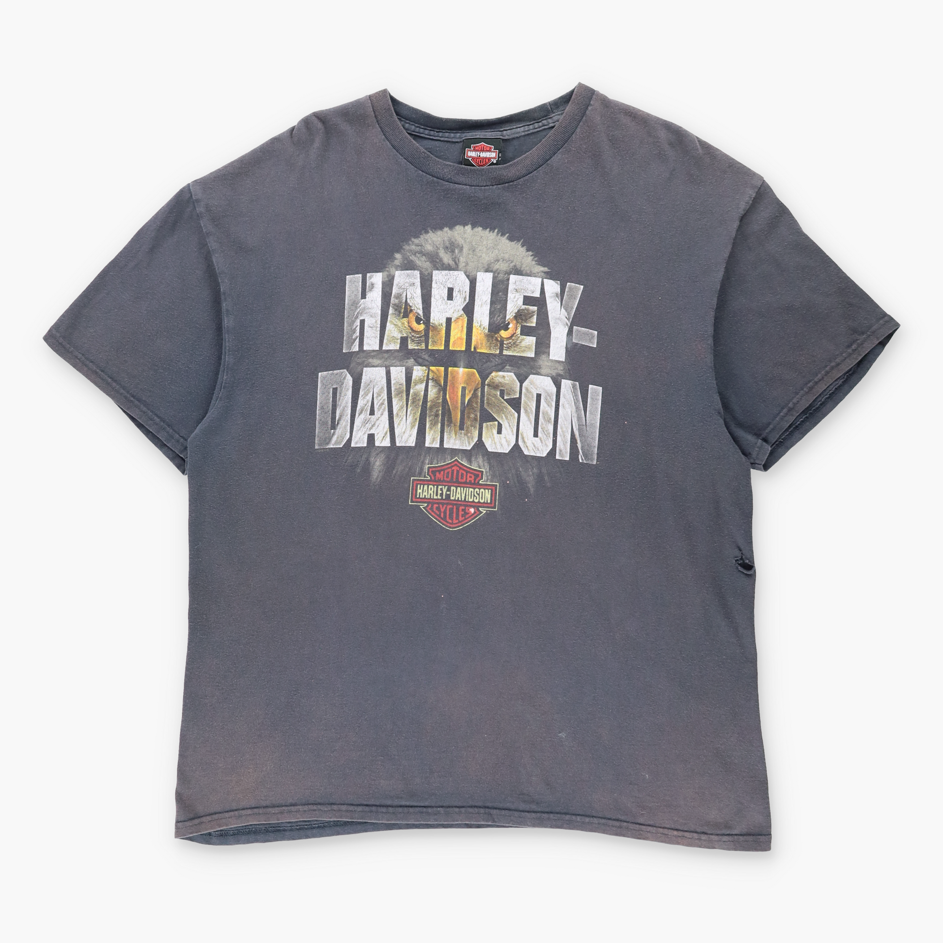 Vintage HARLEY DAVIDSON 'Steel Horse' Eagle Faded Grey Motorcycle T-Shirt (XL) Vintage Sole Melbourne