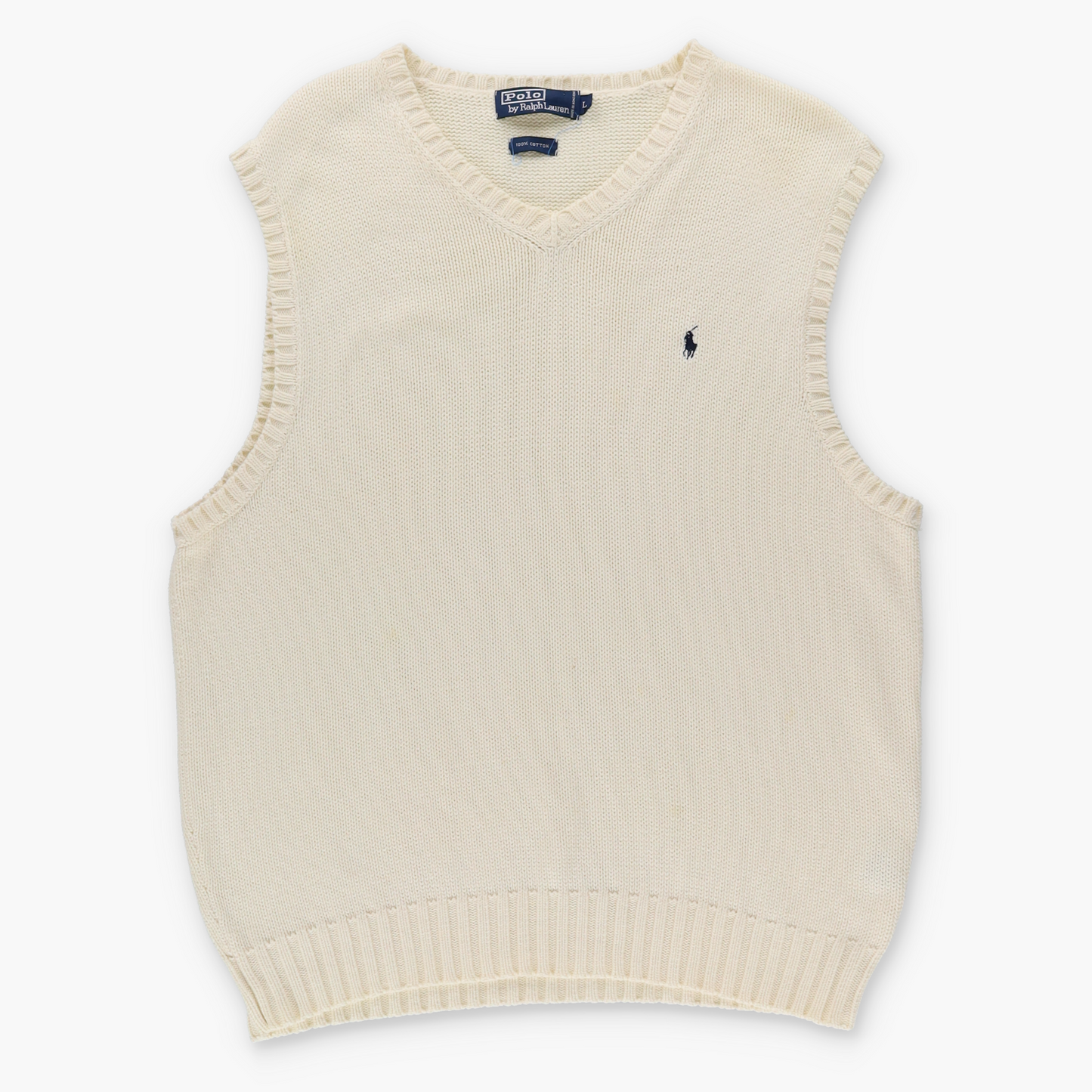 Vintage RALPH LAUREN Embroidered Cream & Navy Vest (L-XL) Vintage Sole Melbourne