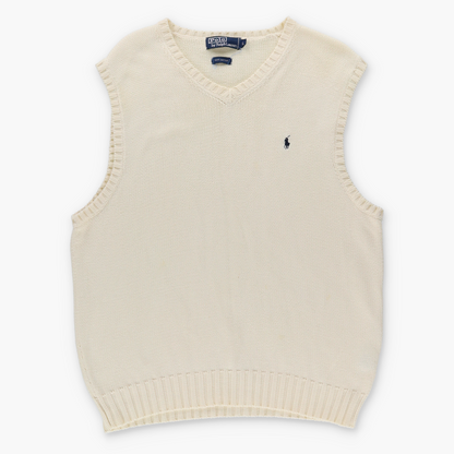 Vintage RALPH LAUREN Embroidered Cream & Navy Vest (L-XL) Vintage Sole Melbourne