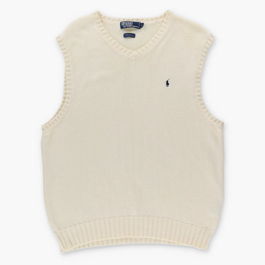 Vintage RALPH LAUREN Embroidered Cream & Navy Vest (L-XL)