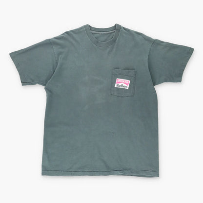 Vintage MARLBORO 'Snake Pass' Pocket Cigarette Black Single Stitch T-Shirt (XL)