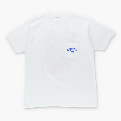 Vintage CAMEL "A Pack of Camels" Cigarettes Single Stitch 50/50 White & Blue Pocket T-Shirt (XL) Vintage Sole Melbourne