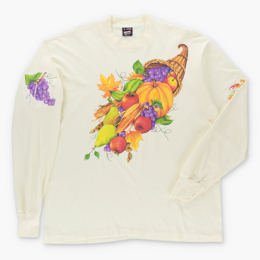 Cornucopia FRUIT OF THE LOOM Single Stitch Long Sleeve T-Shirt USA Made (XL) Vintage Sole Melbourne