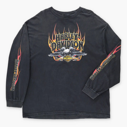 Vintage HARLEY DAVIDSON "Ride Free" Corpus Christi Texas Black Long Sleeve Tee (XXL)