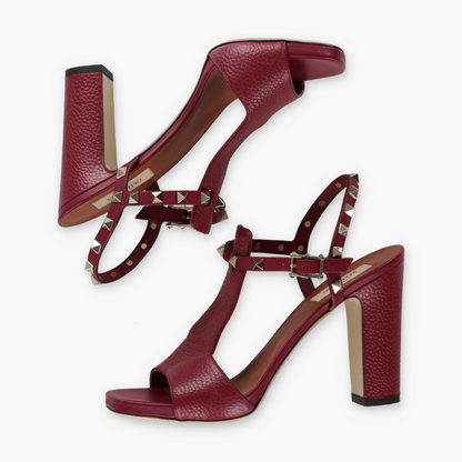VALENTINO Rockstud Ankle Strap Italy Made Sandal Heels (38.5)