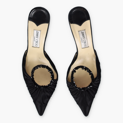 JIMMY CHOO 'Anne' Beaded Black Italy Made Mule Heels (42)