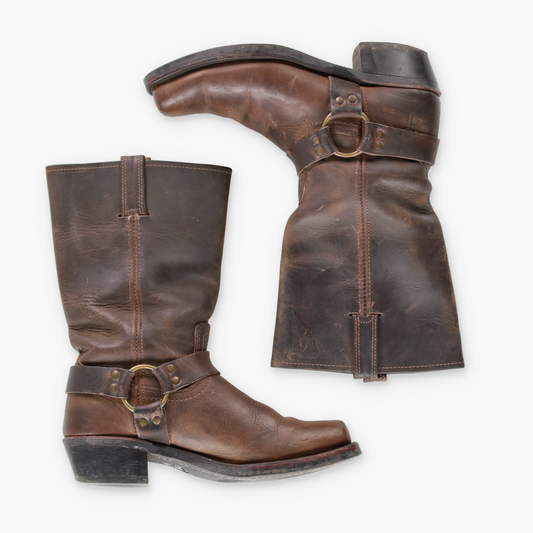 FRYE Smoke Brown Harness USA Made Motorcycle Boots (10)