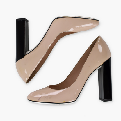 FENDI 'Eloise' Patent Pale Pink Italy Made Round Toe Pump Heels (39)
