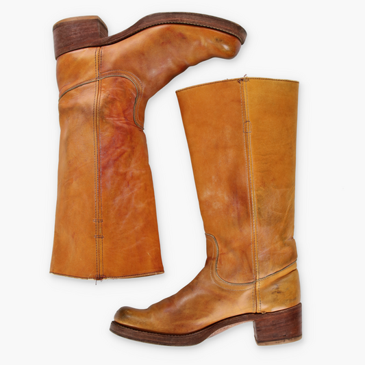 FRYE 'Campus' Square Toe Sunrise Orange USA Made Boots (10)